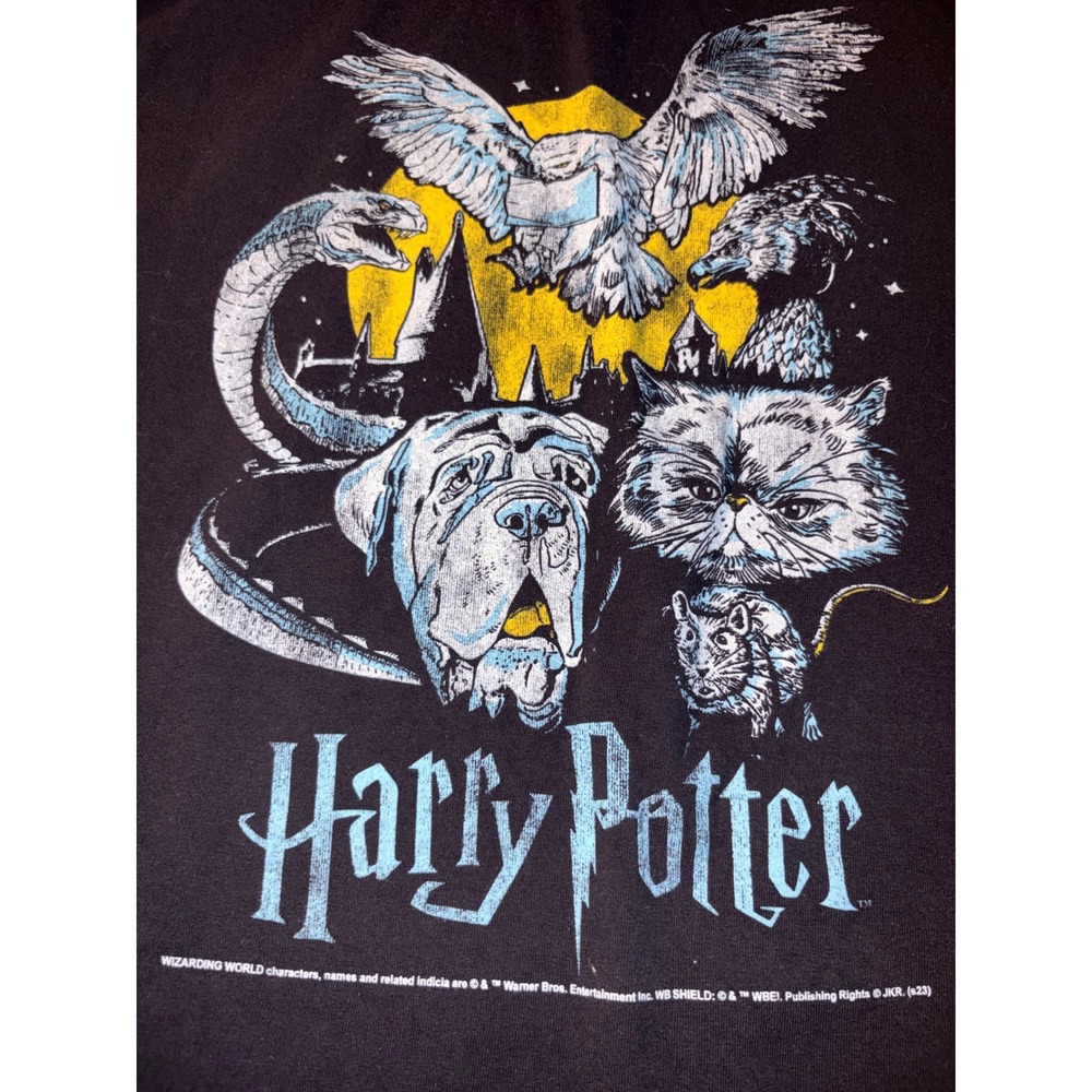 Harry Potter Alstyle Graphic T-Shirt Black XL Creatures Hedwig Fawkes Fluffy